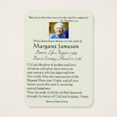 Carte funèbre catholique de mémorial de prière de (Dos)