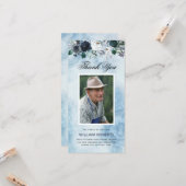 Carte Funérailles bleu floral | Merci photo (Devant/Arrière en situation)