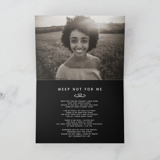 Carte Funérailles dans nos coeurs pour toujours poème no (Intérieur)