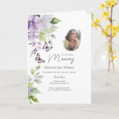 Carte Funérailles florales violettes Ordre du service 4  (Fleur jaune)