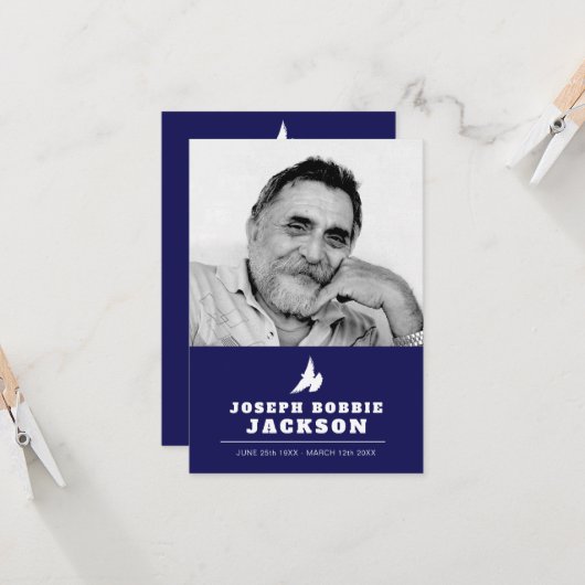 Carte Funérailles laissez-moi aller la prière de colombe (Devant/Arrière en situation)