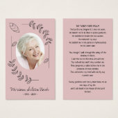 Carte funéraire Boho Blush Pink Blanc Photo modern (Devant & derrière)