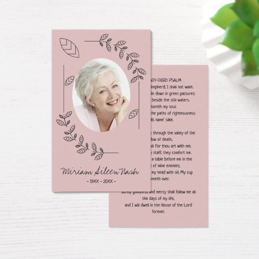Carte funéraire Boho Blush Pink Blanc Photo modern (Bureau)