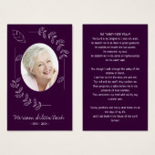 Carte funéraire Botanique Purple Blanc Photo Moder (Devant & derrière)