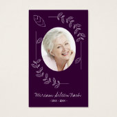 Carte funéraire Botanique Purple Blanc Photo Moder (Devant)