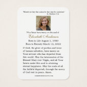 Carte funéraire catholique du Sacré-Cœur de Jésus  (Dos)