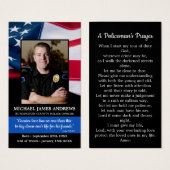 Carte funéraire commémorative de la prière du poli (Devant & derrière)