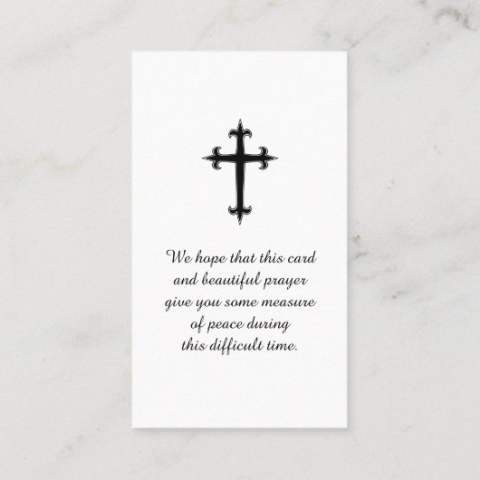 Carte funéraire commémorative de prière de sérénit (Dos)