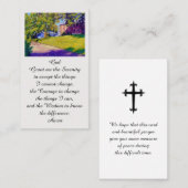 Carte funéraire de la prière de sérénité (Devant / Derrière)