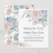 Carte funéraire de Merci floral Succulente (Devant / Derrière)