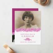 Carte funéraire de poème de poème de photos rose o (Devant/Arrière en situation)