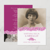 Carte funéraire de poème de poème de photos rose o (Devant / Derrière)