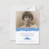 Carte funéraire de poème photo en bleu oublime-non (Devant)