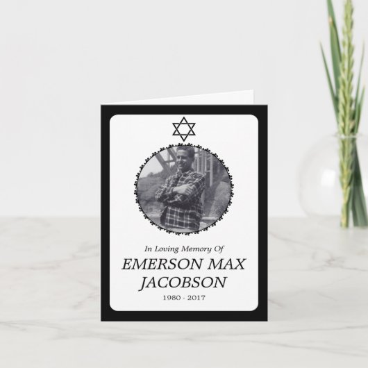 carte funéraire : élégante étoile de david (Devant)