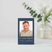 Carte funéraire en Mémoire d'amour Bleu Or Photo (Debout devant)