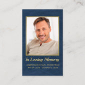 Carte funéraire en Mémoire d'amour Bleu Or Photo (Devant)