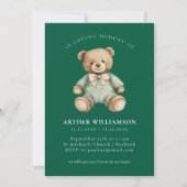 Carte funéraire enfant ourson vert en souvenir (Devant)