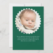 Carte funéraire enfant ourson vert en souvenir (Dos)