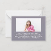 Carte funéraire Florale Violet Croix Photo Sympath (Dos)