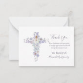 Carte funéraire Florale Violet Croix Photo Sympath (Devant)