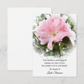 Carte funéraire Merci - Fleur d'Azalea rose (Devant / Derrière)