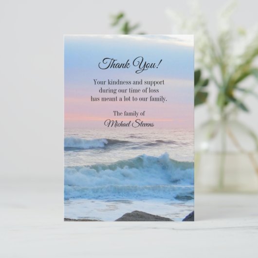 Carte funéraire Merci - Ocean Waves (Debout devant)