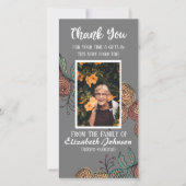 Carte funéraire Merci Vert vert Encre fleurie (Devant)