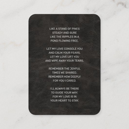 Carte funéraire photo en cuir noir (Dos)