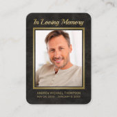 Carte funéraire photo en cuir noir (Devant)