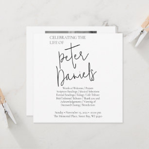 Carte funéraire photo moderne en noir et blanc