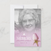 Carte Funéraire violet rose photo poème souvenir (Devant)