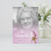 Carte Funéraire violet rose photo poème souvenir (Debout devant)