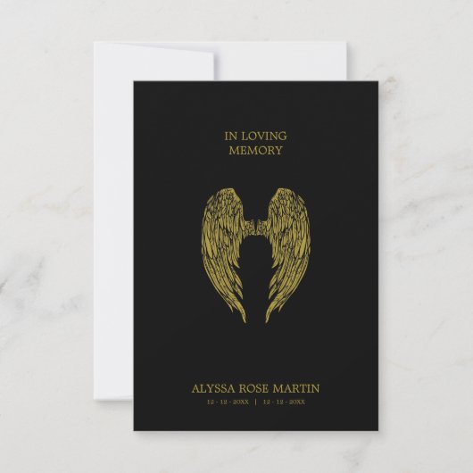 Carte Funeral Memorial Angel Wings Dear One Passed Away (Devant)