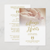 Carte Funeral Memorial Photo Litlle Angel Wings Dear One (Devant / Derrière)