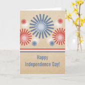Carte Funky 4 juillet Fireworks & Stripes (Fleur jaune)