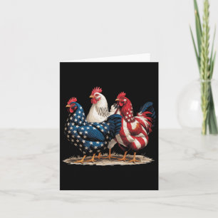 Carte Funky American Flag Rooster Independence Day 4th O