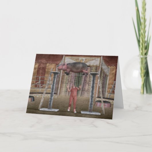 Carte Funky Balancing Hippopotamus (Devant)