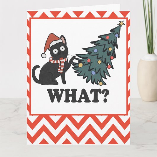 Carte Funky Black Cat Christmas Tree (Devant)