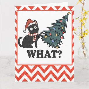 Carte Funky Black Cat Christmas Tree