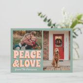 Carte Funky Blue Pink Funky Drôle Photo Noël (Debout devant)