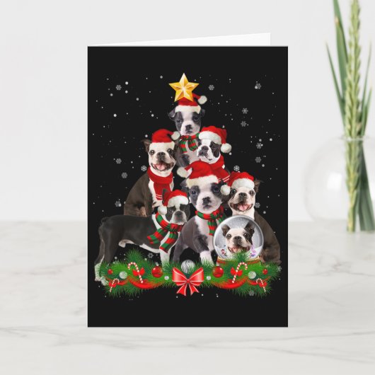 Carte Funky Boston Terrier Dog Christmas Tree (Devant)