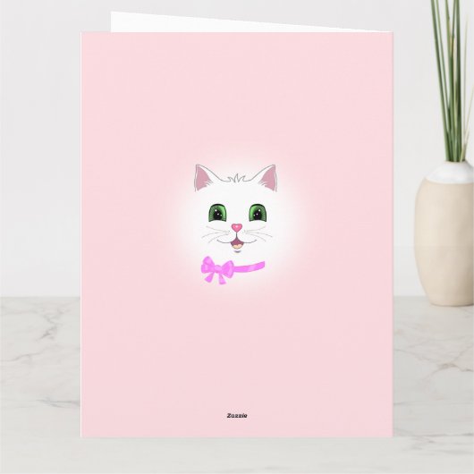 Carte Funky Chat visage sur rose clair anniversaire (Dos)