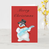 Carte Funky Christmas Card Rock Music Guitariste Snowman (Fleur jaune)