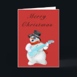 Carte Funky Christmas Card Rock Music Guitariste Snowman<br><div class="desc">Cartes de Noël amusantes avec Snowman Rock Music Guitar Player MIGNED Paining - Personnalisable - ou Choisissez / ajoutez votre couleur de carte / ou texte !</div>