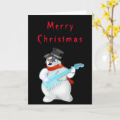 Carte Funky Christmas Card Snowman Rock Music Guitariste (Fleur jaune)