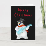 Carte Funky Christmas Card Snowman Rock Music Guitariste<br><div class="desc">Cartes de Noël amusantes avec Snowman Rock Music Guitar Player MIGNED Paining - Personnalisable - ou Choisissez / ajoutez votre couleur / texte / plus !</div>