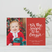 Carte Funky Christmas Family Photo Plaid Card (Debout devant)