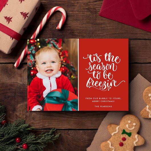 Carte Funky Christmas Family Photo Plaid Card