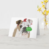 Carte Funky English Bulldog Noël (Fleur jaune)