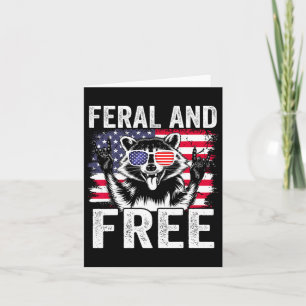 Carte Funky Feral Et Free Racoon Boy Men Drapeau Usa 4e 
